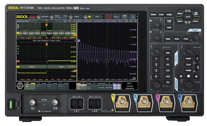 RIGOL MHO5104 1 GHz 4-Channel 12-bit Mixed Signal Oscilloscope, front view
