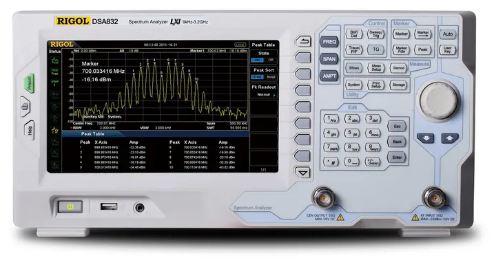RIGOL DSA832-TG 3.2 GHz Spectrum Analyzer with Tracking Generator, front view