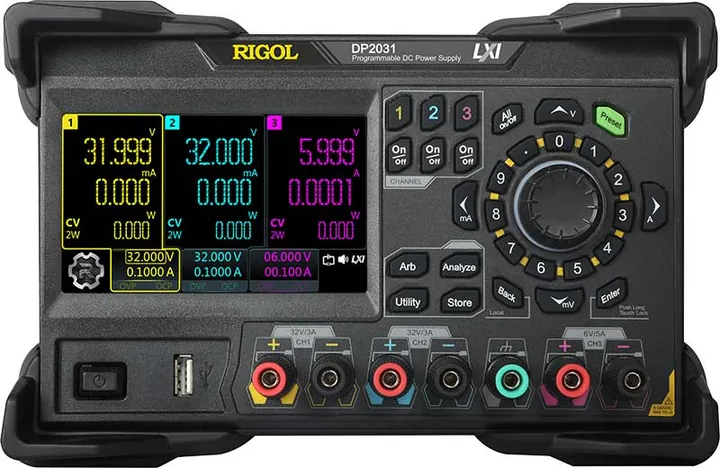 RIGOL DP2031 222 W 3-Channel Programmable DC Power Supply, product view (DP2000 Series shown)