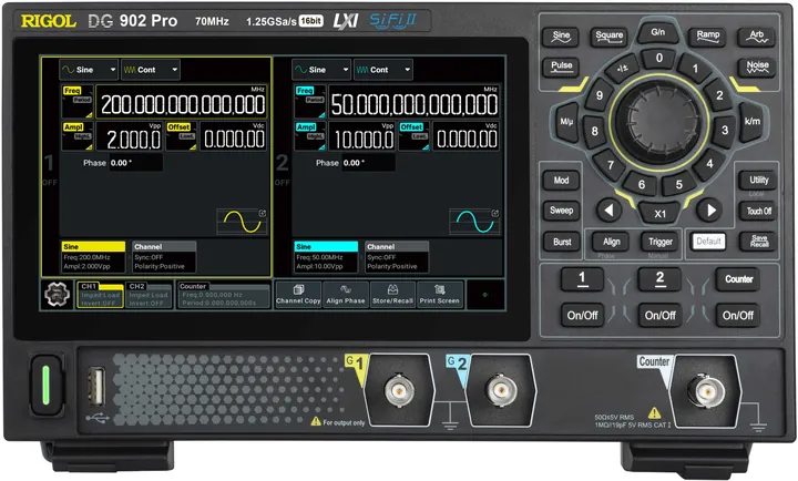 RIGOL DG912 Pro 150 MHz 2-Channel Arbitrary Waveform Generator, product view (DG900 Pro Series shown)