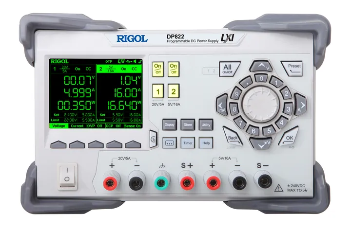 RIGOL DP822 180 W 2-Channel Programmable DC Power Supply, front view