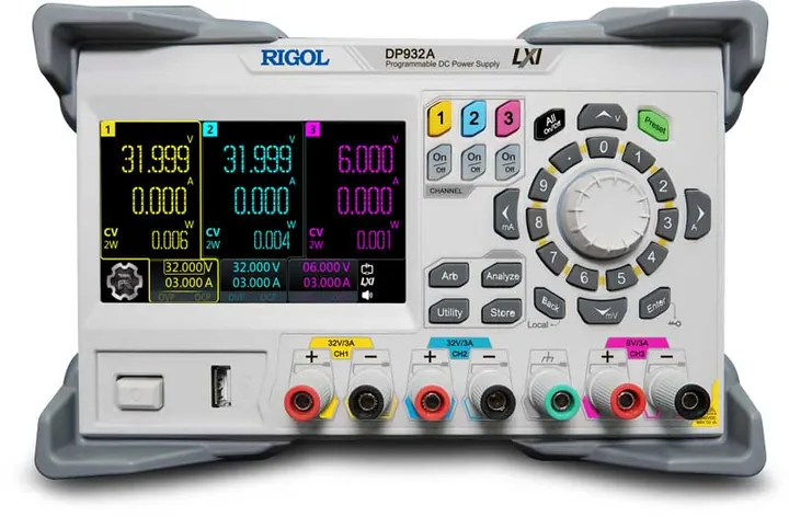 RIGOL DP932A 210 W 3-Channel Programmable DC Power Supply, product view (DP900 Series shown)
