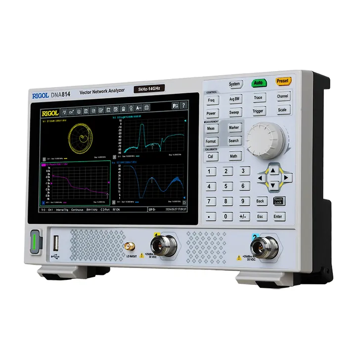 RIGOL DNA814 14 GHz 2-Port Vector Network Analyzer, left view (DNA800 Series shown)
