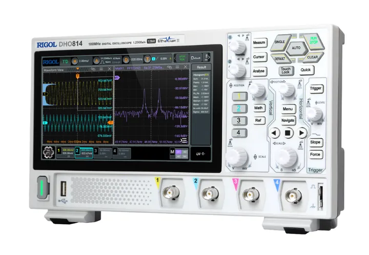 RIGOL DHO804 70 MHz 4-Channel 12-bit Digital Oscilloscope, left view (DHO800 Series shown)