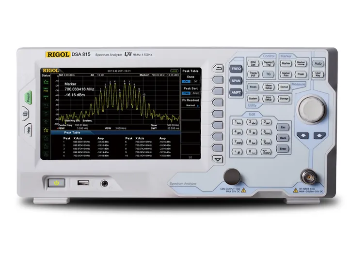 RIGOL DSA815 1.5 GHz Spectrum Analyzer, front view