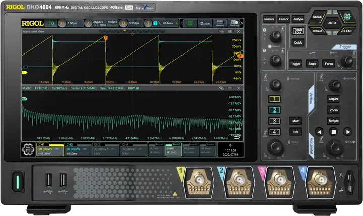 RIGOL DHO4804 800 MHz 4-Channel 12-bit Digital Oscilloscope, product view (DHO4000 Series shown)