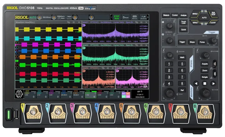 RIGOL DHO5108 1 GHz 8-Channel 12-bit Digital Oscilloscope, front view