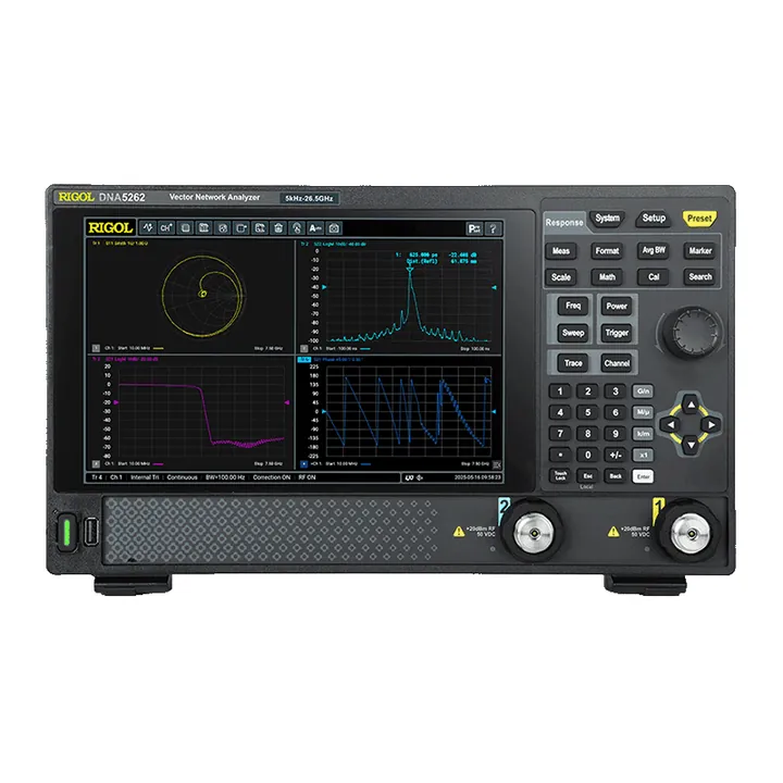 RIGOL DNA5142 14 GHz 2-Port Vector Network Analyzer, front view (DNA5000 Series shown)