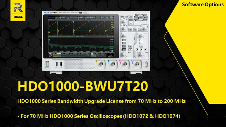 RIGOL DHO1000-BWU7T20 Series Bandwidth Upgrade License from 70 MHz to 200 MHz, front view