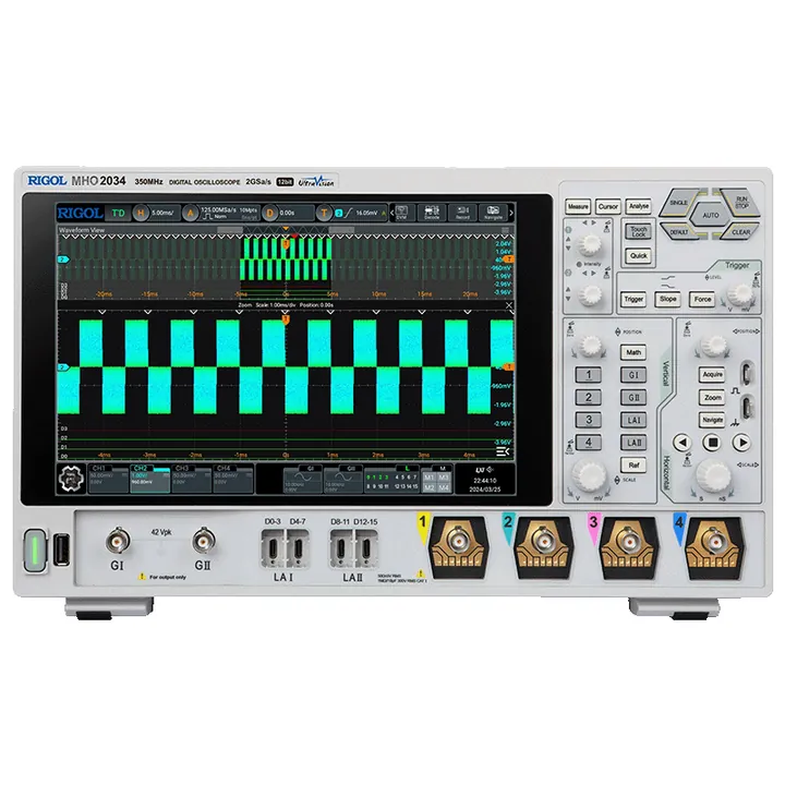 RIGOL MHO2034 350 MHz 4-Channel 12-bit Mixed Signal Oscilloscope, front view (MHO2000 Series shown)