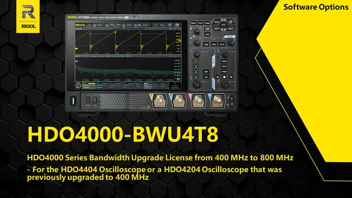 RIGOL DHO4000-BWU4T8 Series Bandwidth Upgrade License from 400 MHz to 800 MHz, front view