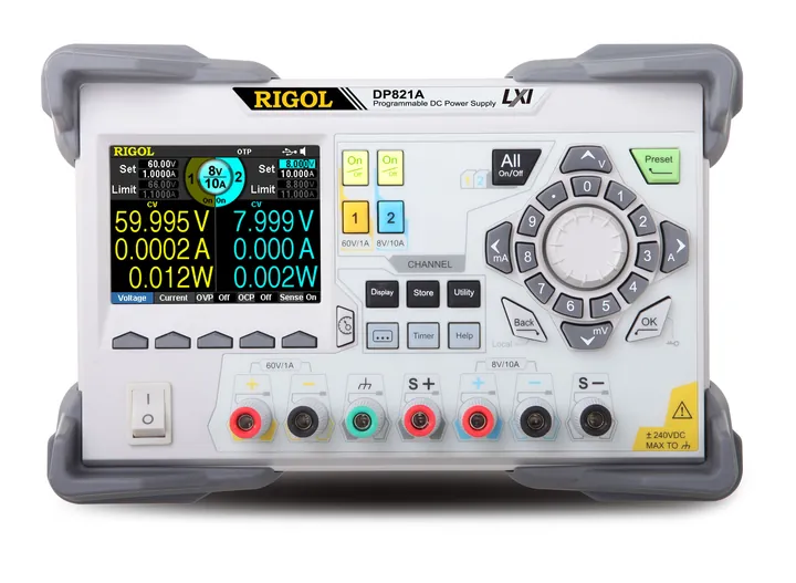 RIGOL DP821A 140 W 2-Channel Programmable DC Power Supply, front view