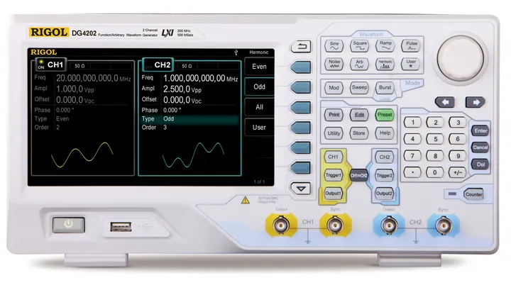 RIGOL DG4202 200 MHz 2-Channel Arbitrary Waveform Generator, front view
