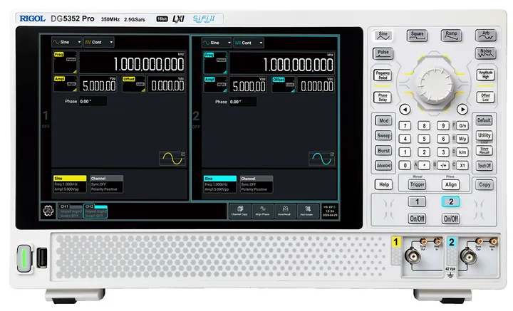 RIGOL DG5352 Pro 350 MHz 2-Channel Arbitrary Waveform Generator, front view