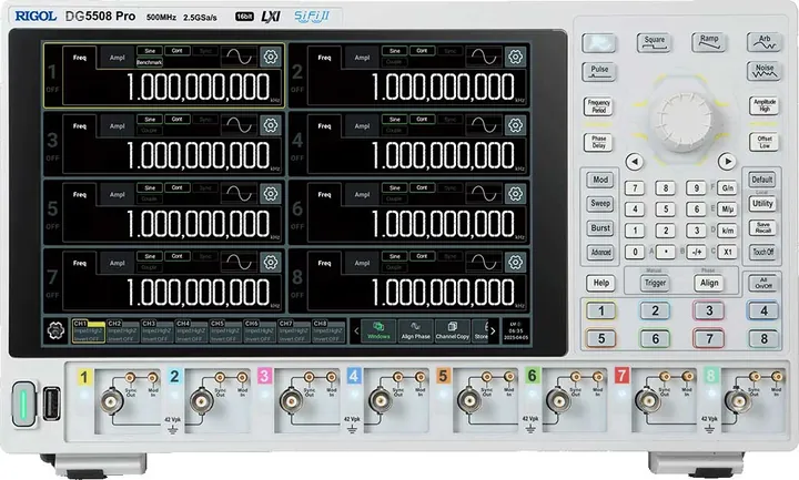 RIGOL DG5258 Pro 250 MHz 8-Channel Arbitrary Waveform Generator, product view (DG5000 Pro Series shown)