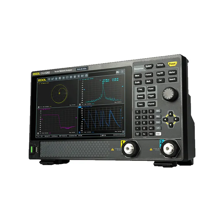 RIGOL DNA5142 14 GHz 2-Port Vector Network Analyzer, left view (DNA5262 shown)