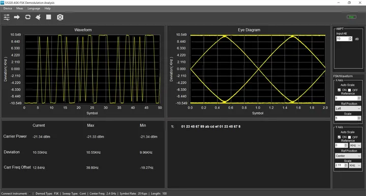 RIGOL S1220 ASK-FSK Demodulation Analysis Software, front view
