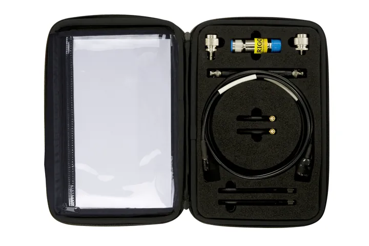 RIGOL DSA Utility Kit DSA Accessories Package including：N-SMA Cable, BNC-BNC Cable, N-BNC Adapter, N-SMA Adapter, 75Ω-50Ω Adapter, Antenna 2（900MHz/1.8GHz）, Antenna 2（2.4GHz）, front view