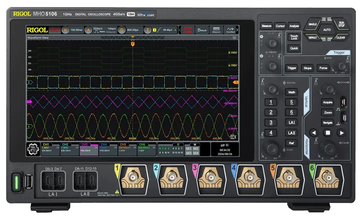 RIGOL MHO5106 1 GHz 6-Channel 12-bit Mixed Signal Oscilloscope, front view